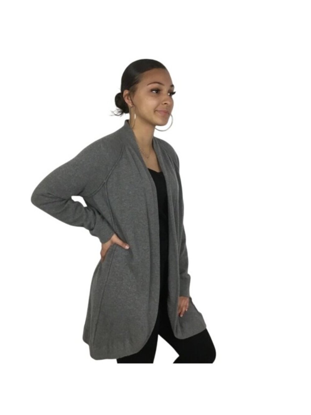 Inhabit Gray Open Front Cardigan Sweater Womens Large